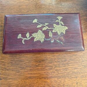 Wooden Box with Floral Inlay